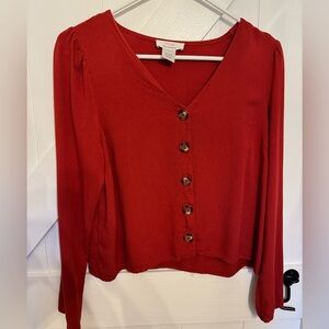 Cropped Long Sleeve Button Down Shirt